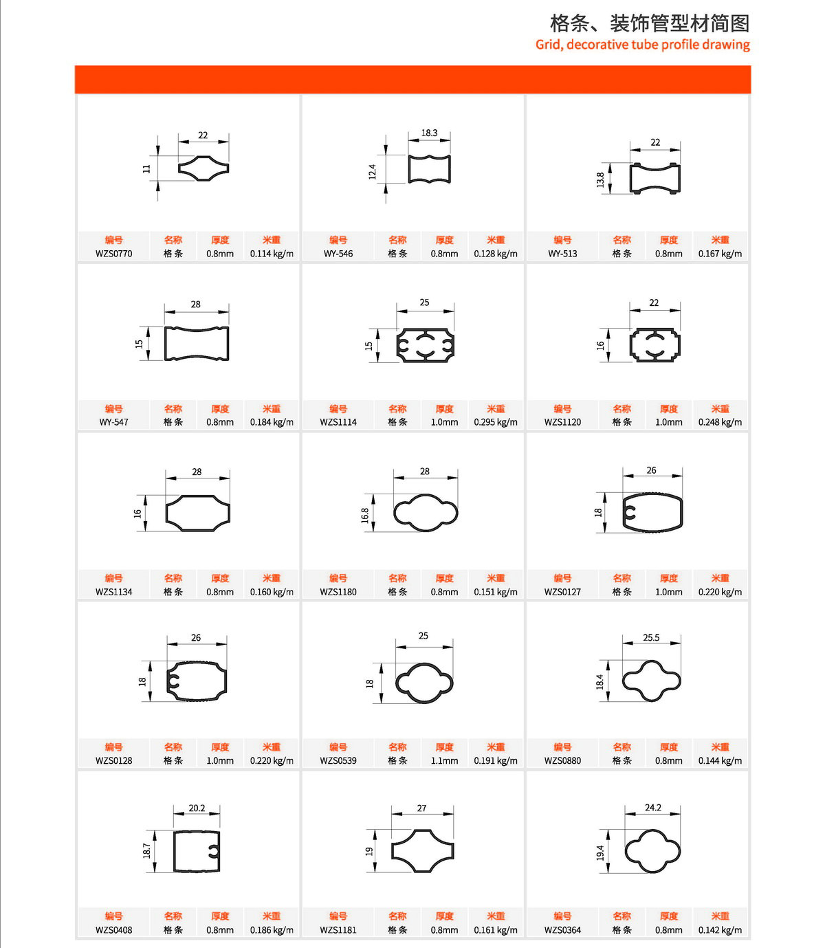 格条、装璜管型材