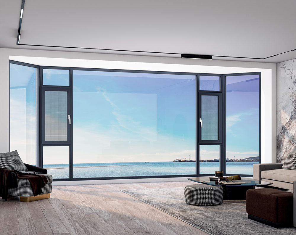 90 断桥窗纱一体表开窗